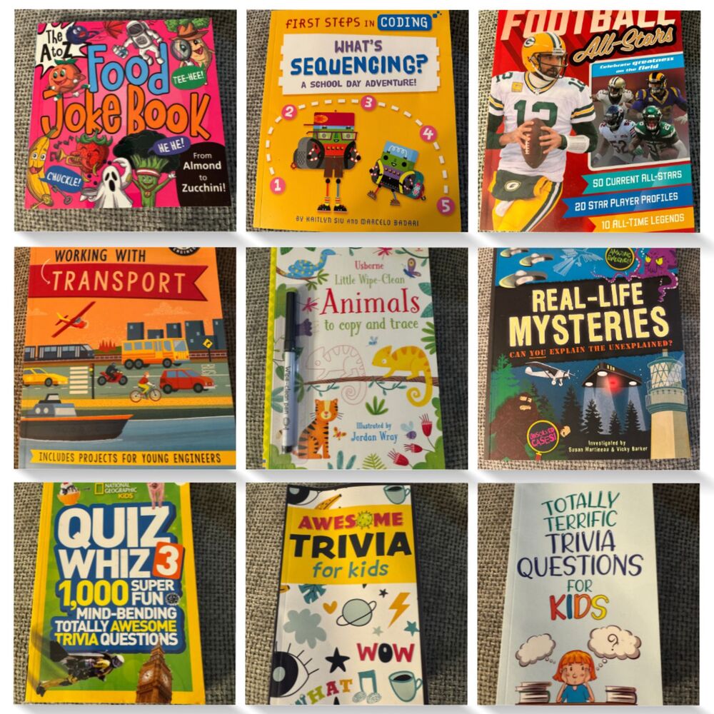 Kids STEM Activity & Trivia Book Bundle Lot (9 Books) Nat Geo Quiz